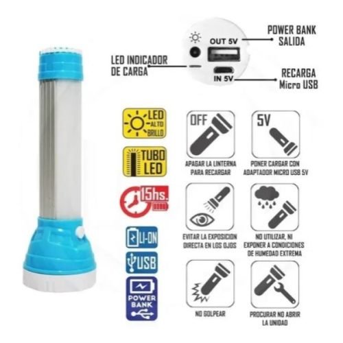 Linterna Lexus Con Tubo De Led Recargable Rf6313