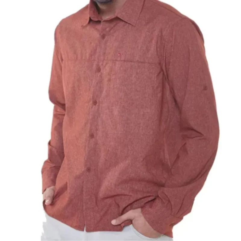 Camisa Bolt Hombre Manga Larga Terracota Melange S