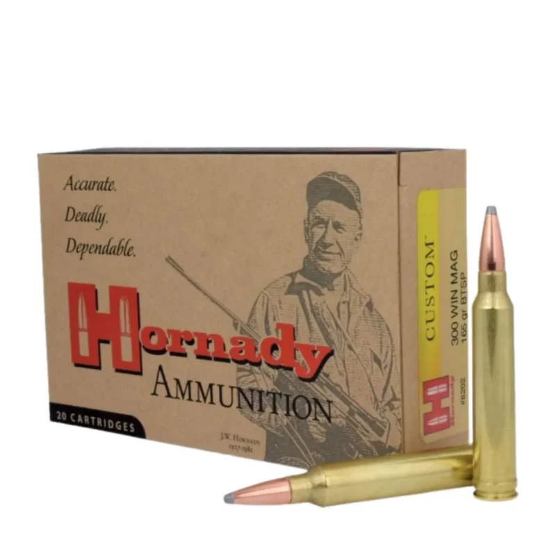 Munición Hornady .300 Win Mag 165 gr BTSP Custom – Balas Punta Afilada por unidad