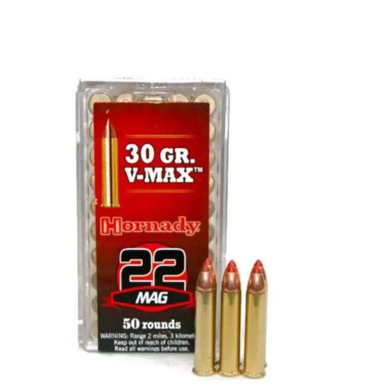 Munición Hornady .22 WMR 30 gr V-MAX – Balas Punta Sólida Cobreada por unidad