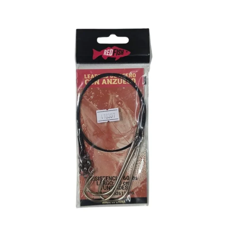 Chicote de Acero Red Fish 60 lbs Anzuelo 9/0 Empatillado x3