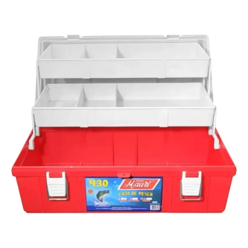 43060003-1.webp Caja Mauri de Pesca 430 L Organizadora 2 Bandejas Rebatibles Roja