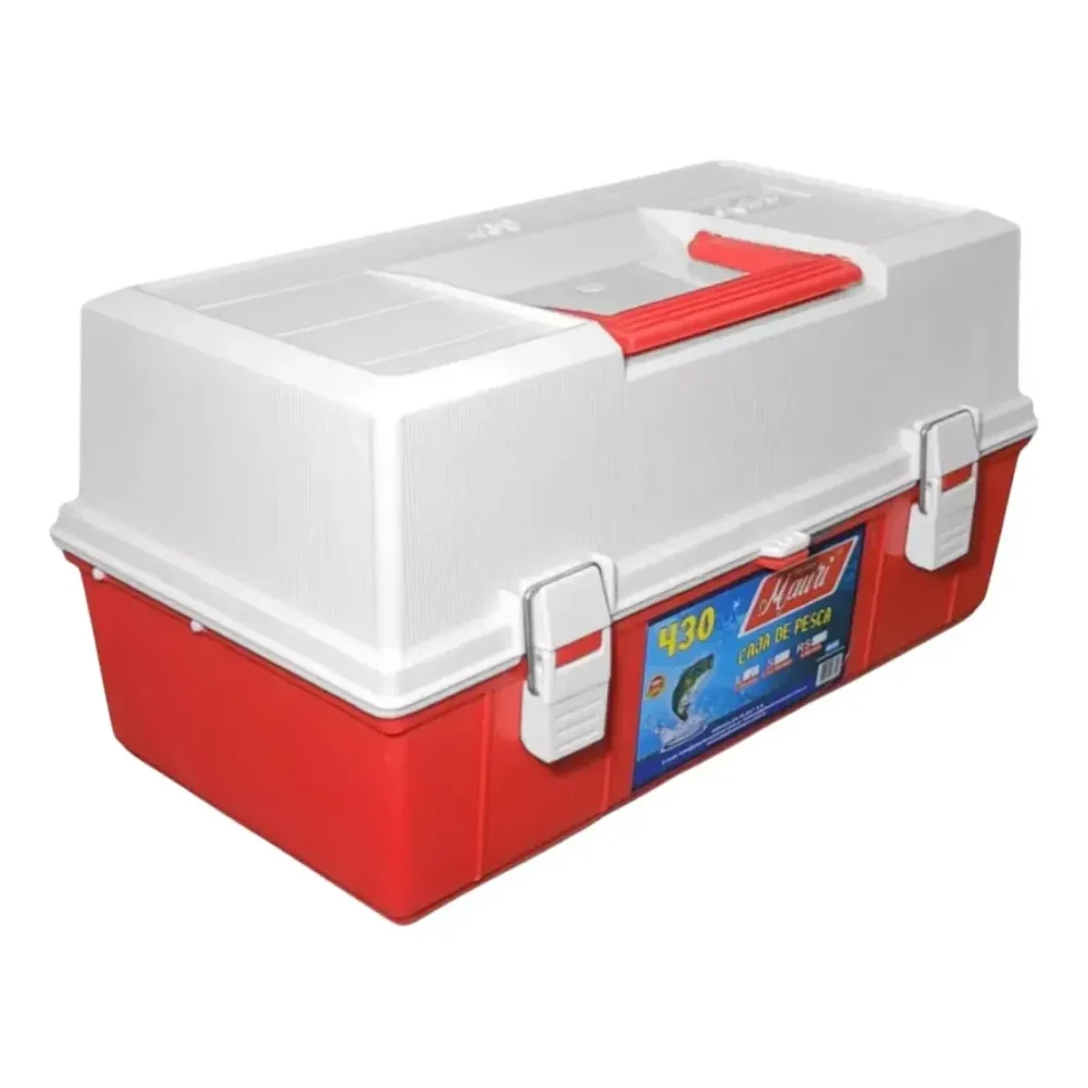 43060003-2.webp Caja Mauri de Pesca 430 L Organizadora 2 Bandejas Rebatibles Roja