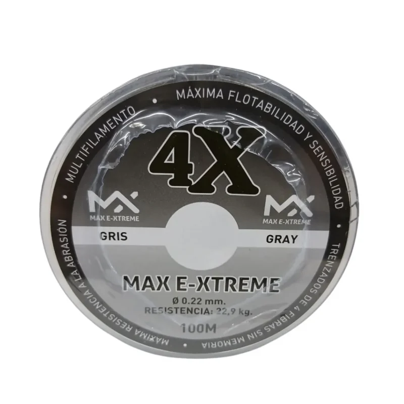 Multifilamento Max E-Xtreme 4X 0,22 Mm/22.9 Kg X100Mts Gris 4Hebras (Mul M 22 G)