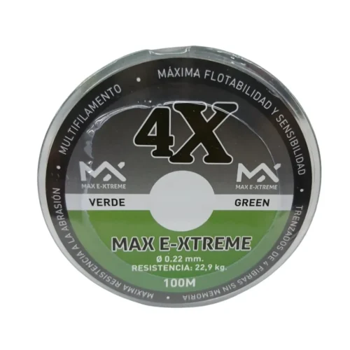 50570052.webp Multifilamento Max E-Xtreme 4X 0,22 Mm/22,9 Kg X100Mts Verde 4Hebras (Mul M 22V)