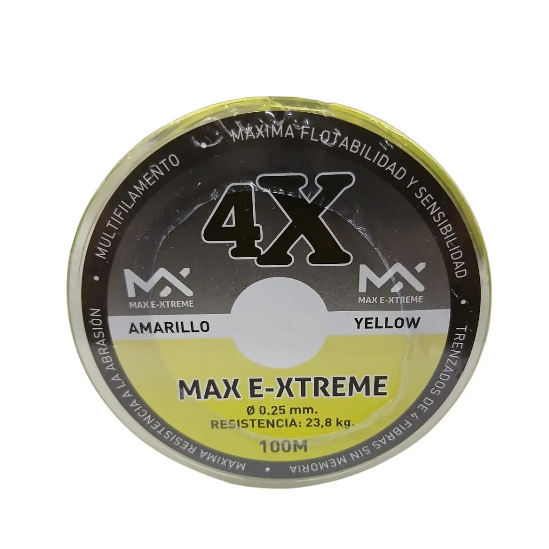Multifilamento 4X 0,25 Mm/23,8 Kg X100Mts Amarillo 4Hebras (Mul M 25A)
