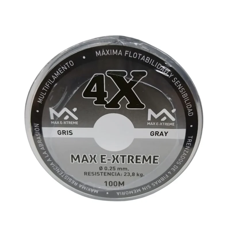 Multifilamento Max E-Xtreme 4X 0,25 Mm/23,8 Kg X100Mts Gris 4Hebras (Mul M 25 G)