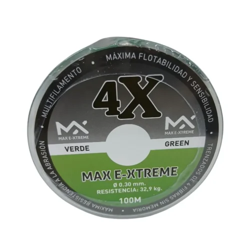 50570072.webp Multifilamento Max E-Xtreme 4X 0,30 Mm/32,9 Kg X100Mts Verde 4Hebras (Mul M 30V)