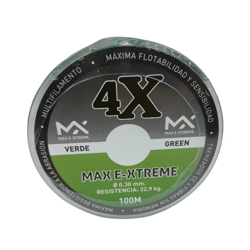 Multifilamento Max E-Xtreme 4X 0,30 Mm/32,9 Kg X100Mts Verde 4Hebras (Mul M 30V)