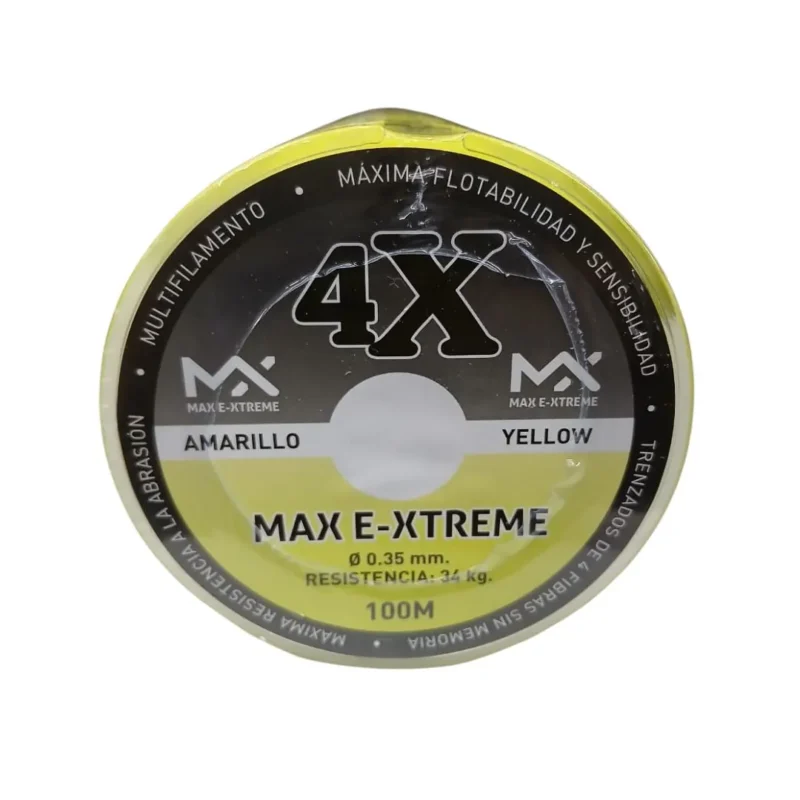 Multifilamento Max E-Xtreme 4X 0,35 Mm/34 Kg X100Mts Amarillo 4Hebras (Mul M 35A)