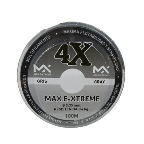 Multifilamento Max E-Xtreme 4X 0,35 Mm/34 Kg X100Mts Gris 4Hebras (Mul M 35 G)