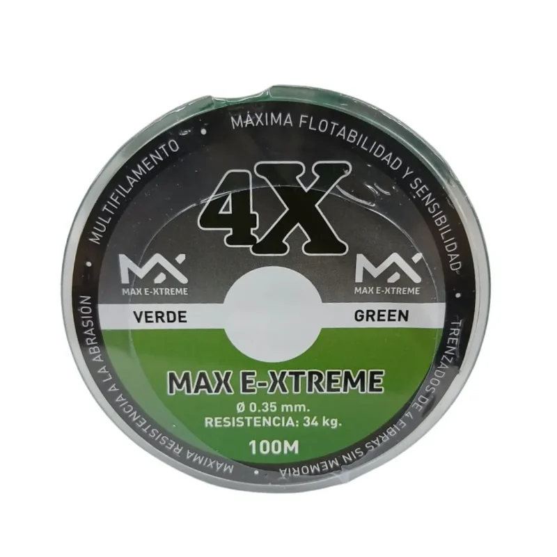 Multifilamento Max E-Xtreme 4X 0,35 Mm/34 Kg X100Mts Verde 4Hebras (Mul M 35V)