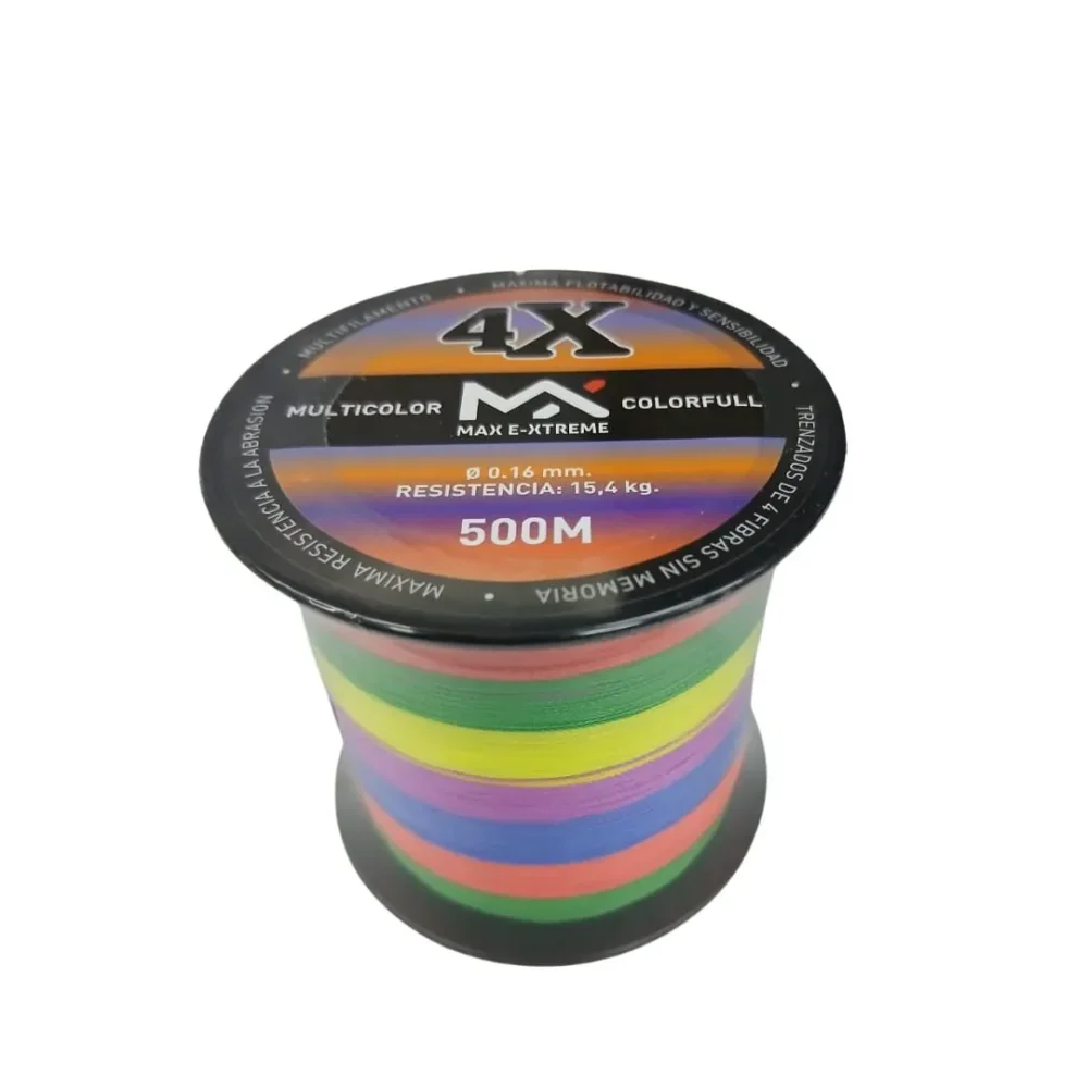 Multifilamento Max E-Xtreme 4X 0,16 Mm/15,4 Kg Bobina X500Mts Multicolor 4Hebras