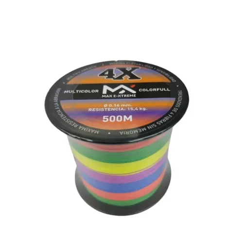 Multifilamento Max E-Xtreme 4X 0,16 Mm/15,4 Kg Bobina X500Mts Multicolor 4Hebras