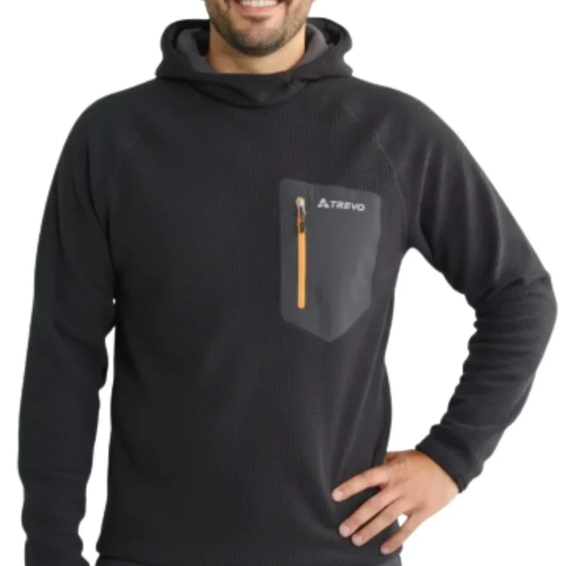 Buzo Trevo Domuyo con Capucha Micropolar Spandex Negro L