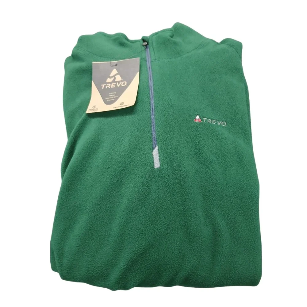 64010623 Buzo Adventure 1/2 Cierre Micropolar Verde/Gris L
