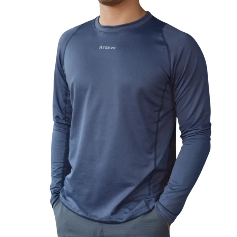 Remera Travesia Manga Larga Azul S