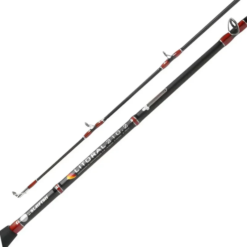 Caña Baitcast Surfish Litoral 2,10Mts 2 Tramos 15-25Lbs Maciza Con Gatillo