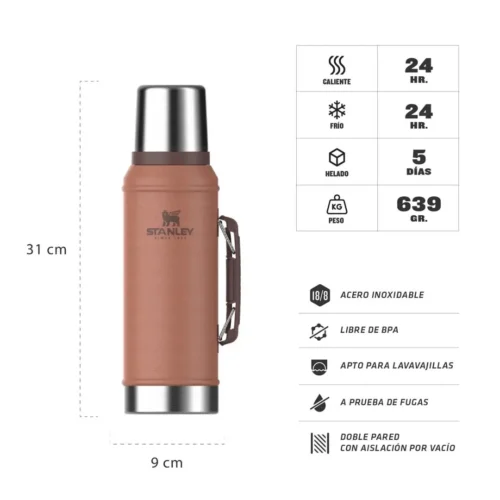 Termo Stanley Classic 0,950 Lts con Manija Clay 2.0 (600275)