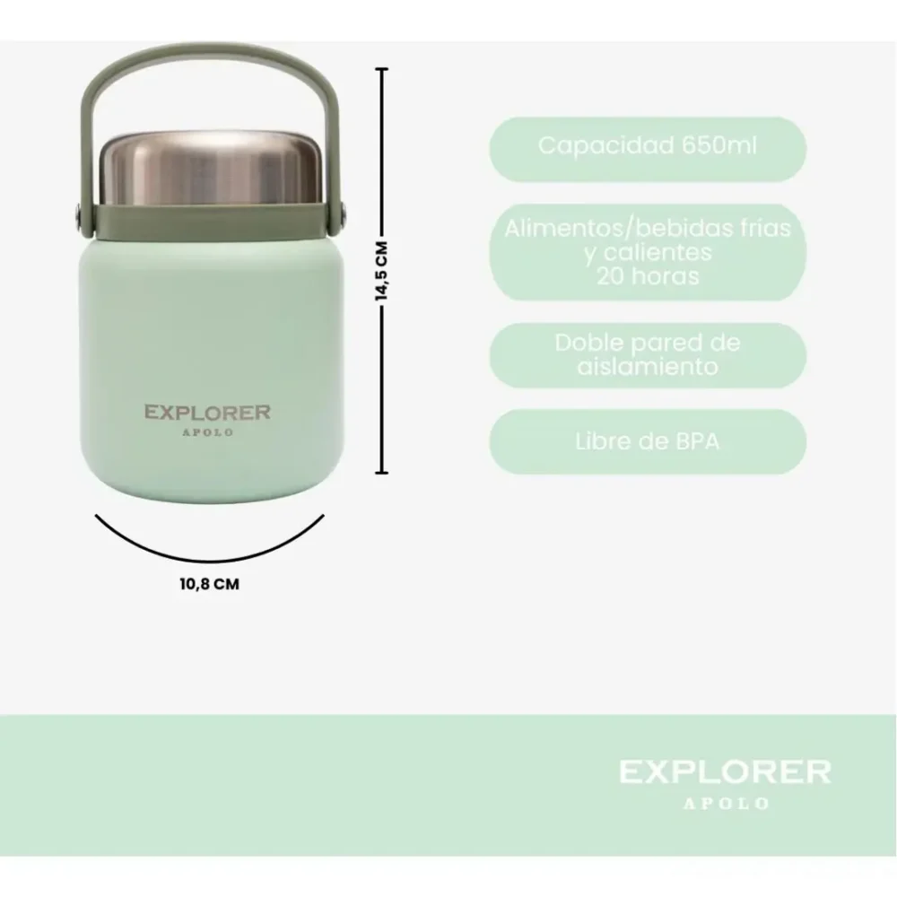 Lunchera Explorer Premium de Acero 650 ML Verde Agua