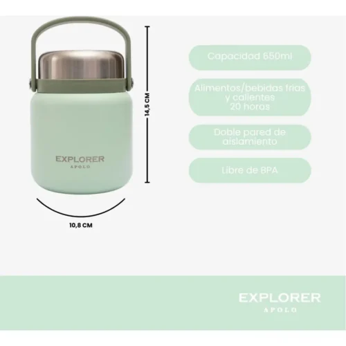 Lunchera Explorer Premium de Acero 650 ML Verde Agua