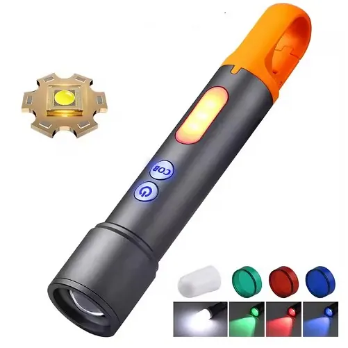 Linterna Telescópica de Aluminio 1200 Lumenes Con 4 Filtros