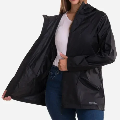 Campera Atlantic Rompeviento con Capucha Mujer T3/L Black Nexxt performance