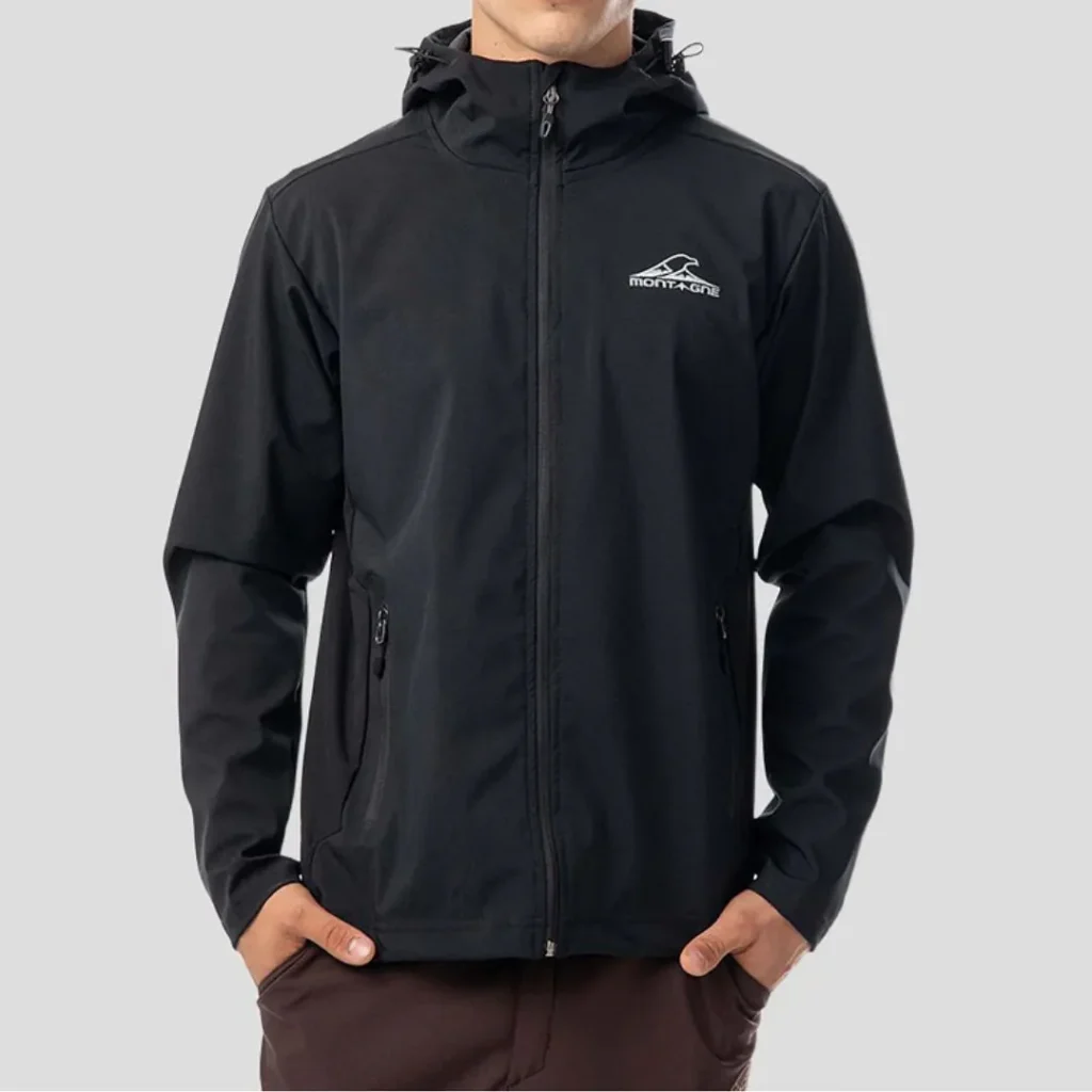 Campera Montagne Ivor con Capucha Hombre Soft Shell Negro 3XL