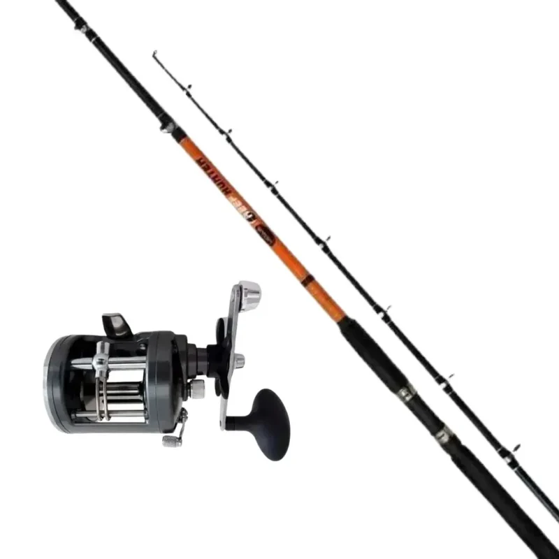 71001216 Combo Caña Reef Hunter con Rol 2,10mts 1 Tramo 25-50Lbs + Reel Rotativo Deep Grey 200 4+1 Rulemán 0,40/200M