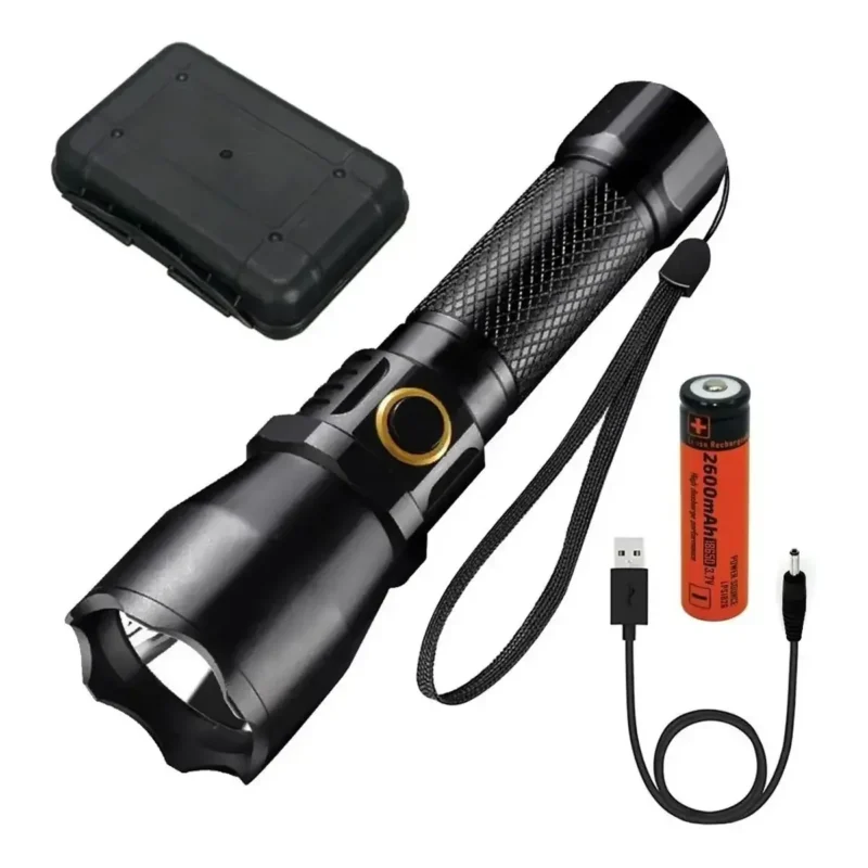 Linterna Tactica de-E31 1000Lum, Estuche, Bateria y Cargador Usb