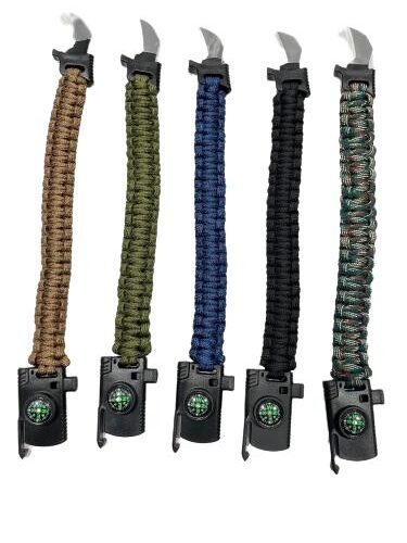 Pulsera Paracord The Fat Supervivencia Bruj, Pua, Pedernal, Silbato El gordo