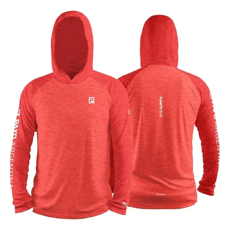 Remera Croma Rojo con Capucha Manga Larga Uv Hombre XS Payo