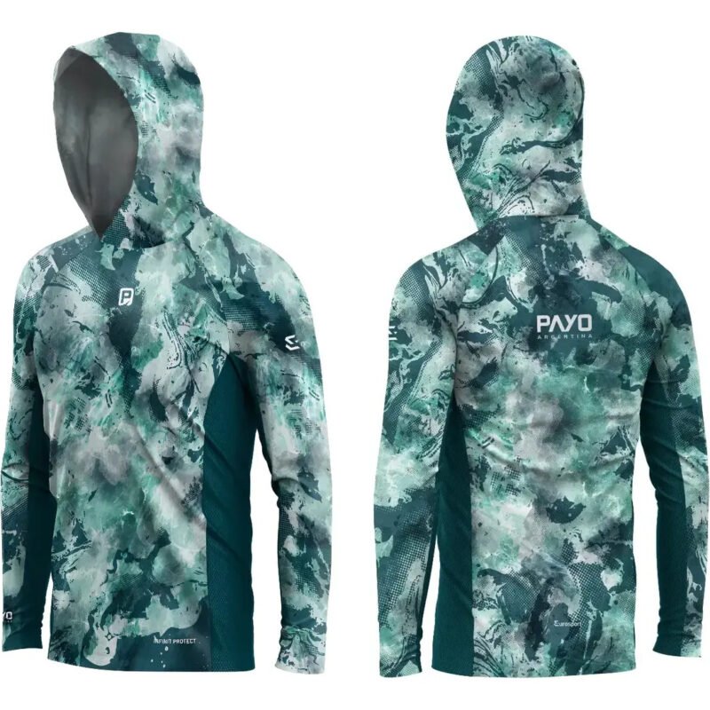 Remera Infinit Verde con Capucha C. Manga Larga Uv Hombre S Payo