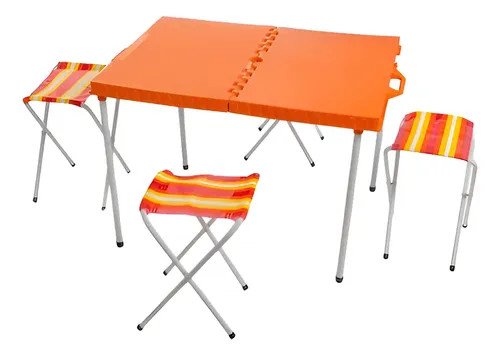 Mesa Pik-Nik 86X65X62 Cm Patas con 4 Banquitos Plegables Sportsman