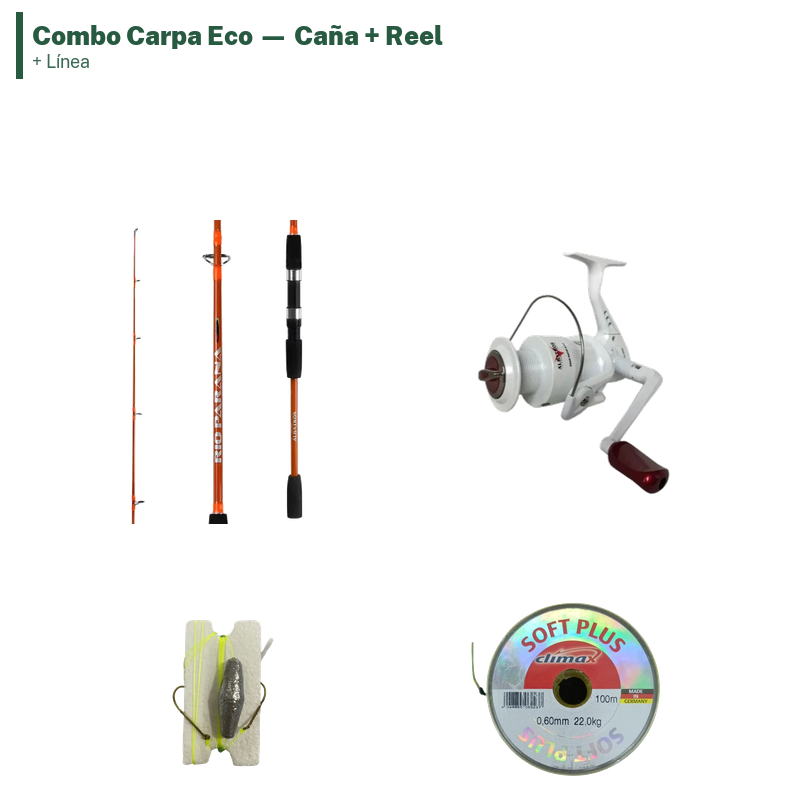 Combo Carpa Eco — Caña + Reel + Línea