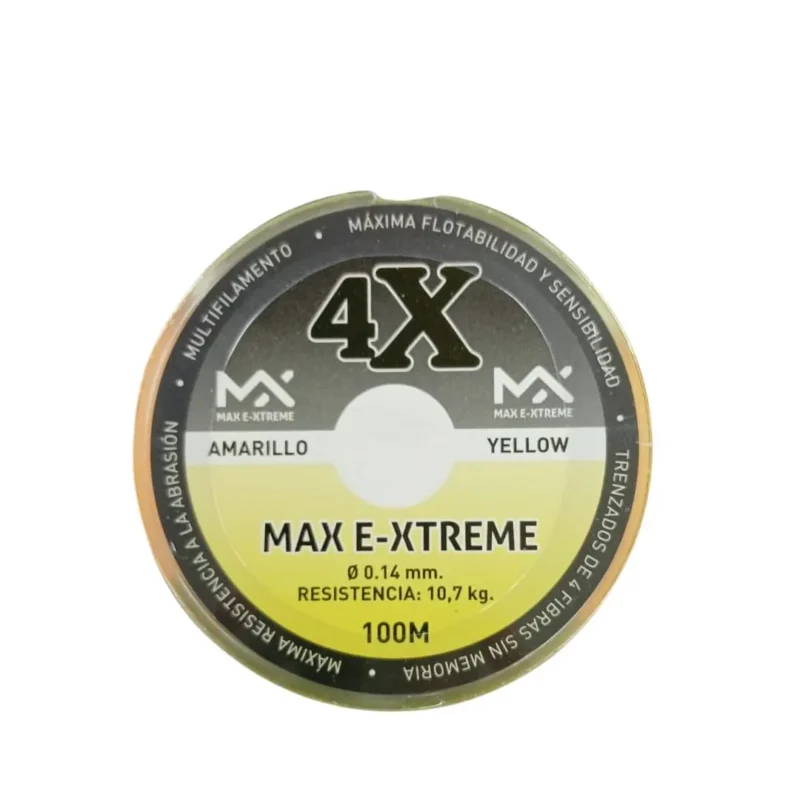 Multifilamento Max e Xtreme 4X 0,14mm ,7kg X100mts Amarillo 4Hebras
