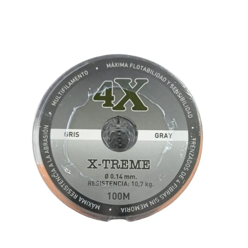 Multifilamento Max e Xtreme 4X 0,14mm ,7kg X100mts Gris 4Hebras