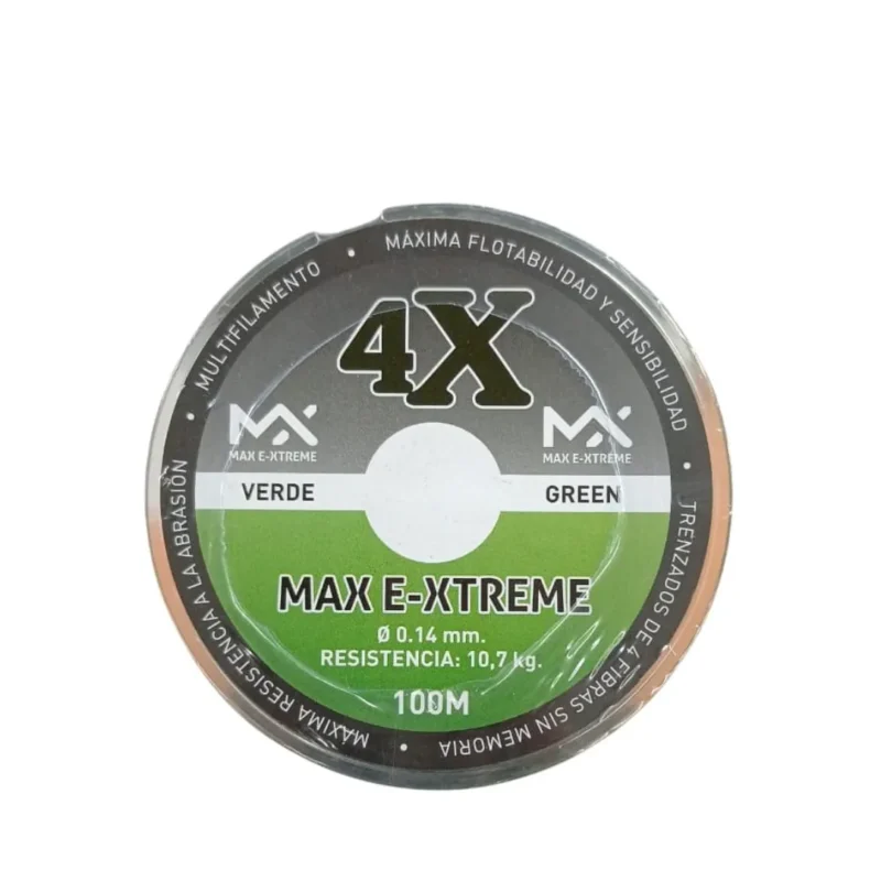 Multifilamento Max e Xtreme 4X 0,14mm ,7kg X100mts Verde 4Hebras