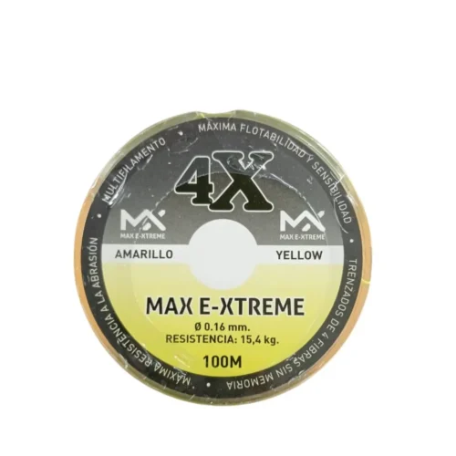 Multifilamento Max e Xtreme 4X 0,16mm ,4kg X100mts Amarillo 4Hebras