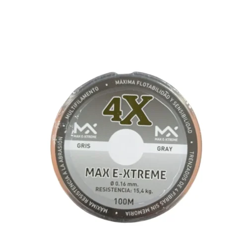 Multifilamento Max e Xtreme 4X 0,16mm ,4kg X100mts Gris 4Hebras
