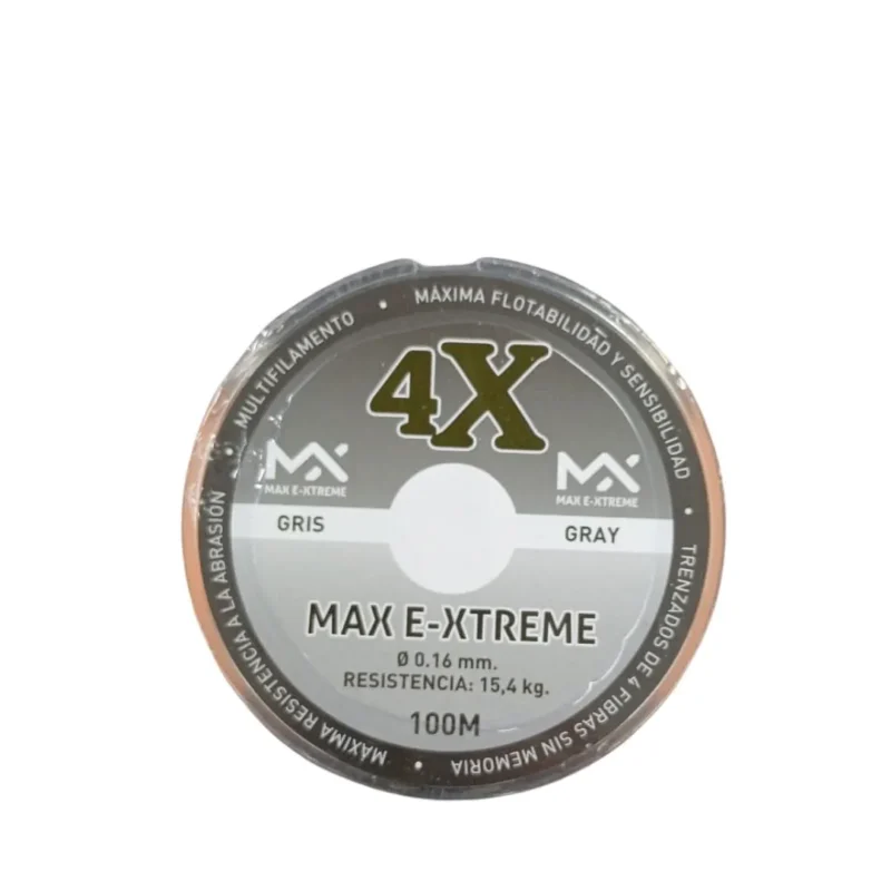 Multifilamento Max e Xtreme 4X 0,16mm ,4kg X100mts Gris 4Hebras