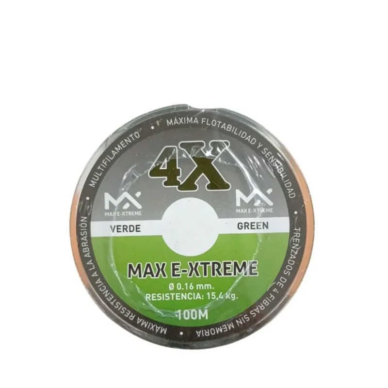 Multifilamento Max e Xtreme 4X 0,16mm ,4kg X100mts Verde 4Hebras