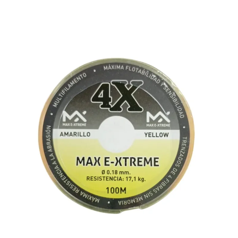 Multifilamento Max e Xtreme 4X 0,18mm ,1kg X100mts Amarillo 4Hebras