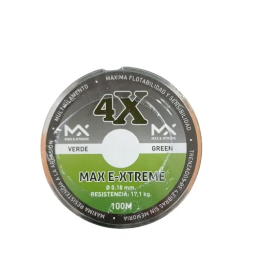 Multifilamento Max e Xtreme 4X 0,18mm ,1kg X100mts Verde 4Hebras