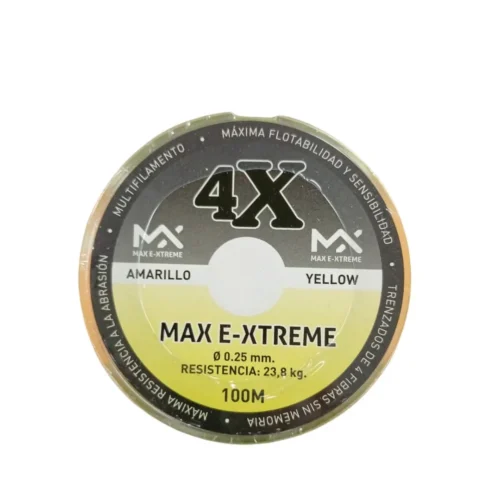 Multifilamento Max E-Xtreme 4X 0,25 Mm/23,8 Kg X100Mts Amarillo 4Hebras (Mul M 25A)