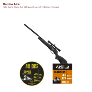 Rifle Gamo Black Bull IGT Mach 1 Calibre 5.5 mm con Mira 4x32WR + Balines Premium