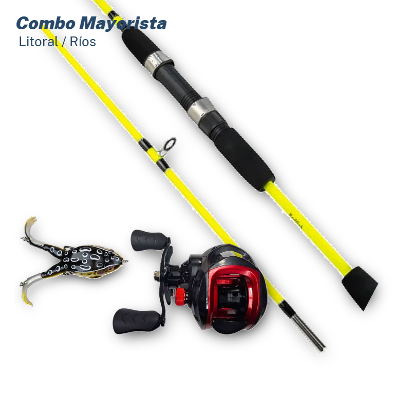Combo Mayorista Pesca Litoral y Ríos | Cañas, Reels Frontales y Baitcasting, Señuelos y Líneas