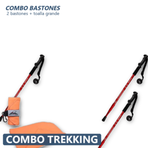 Combo 2 Bastones de Trekking Antishock 1,35m + Toalla Montagne Sport Towel Grande