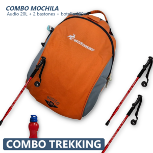 Combo Mochila Waterdog C-Outdoor Audio 20L + 2 Bastones de Trekking + Botella Lyf Sport 600ml