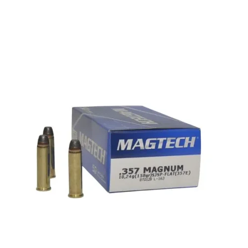 BALAS MAGTECH 357MAG (357A) SJSP 158GR Munición .357 Magnum 158 gr SJSP Punta Blanda Semiencamisada Magtech